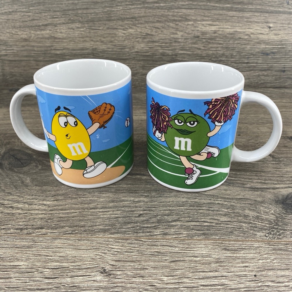 VTG‎ M&M Sports Pair of Coffee Mugs Galerie Green Red Golf Baseball Cheer